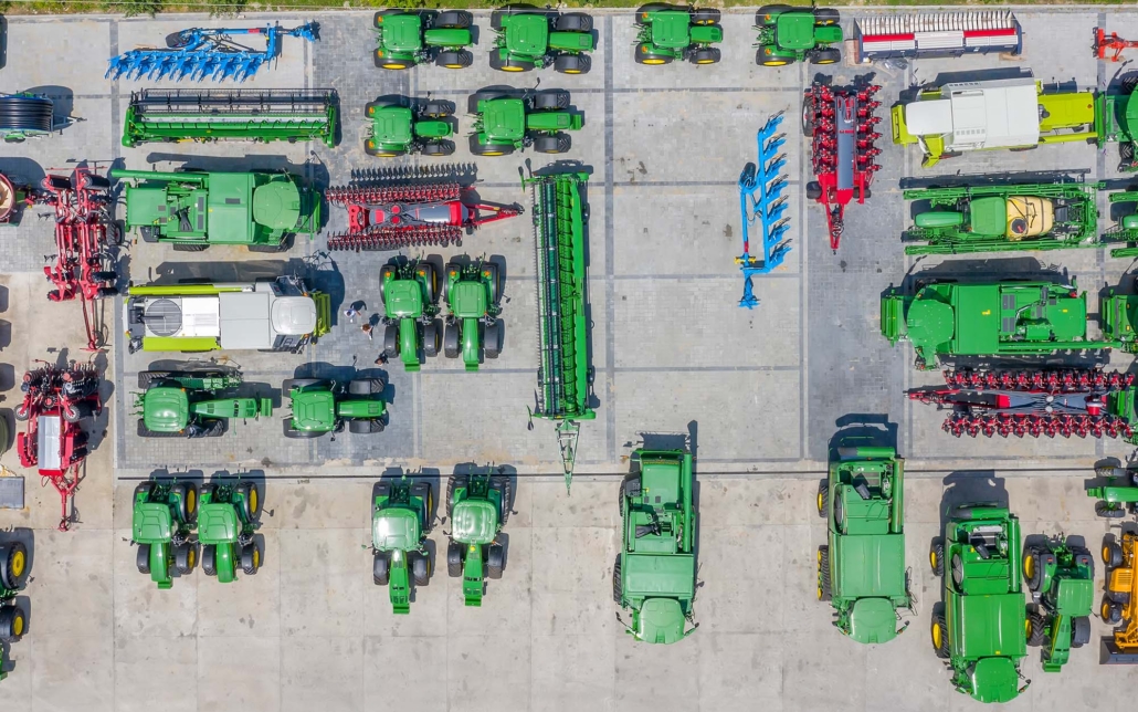 Overhead View Of A Tractor Dealership